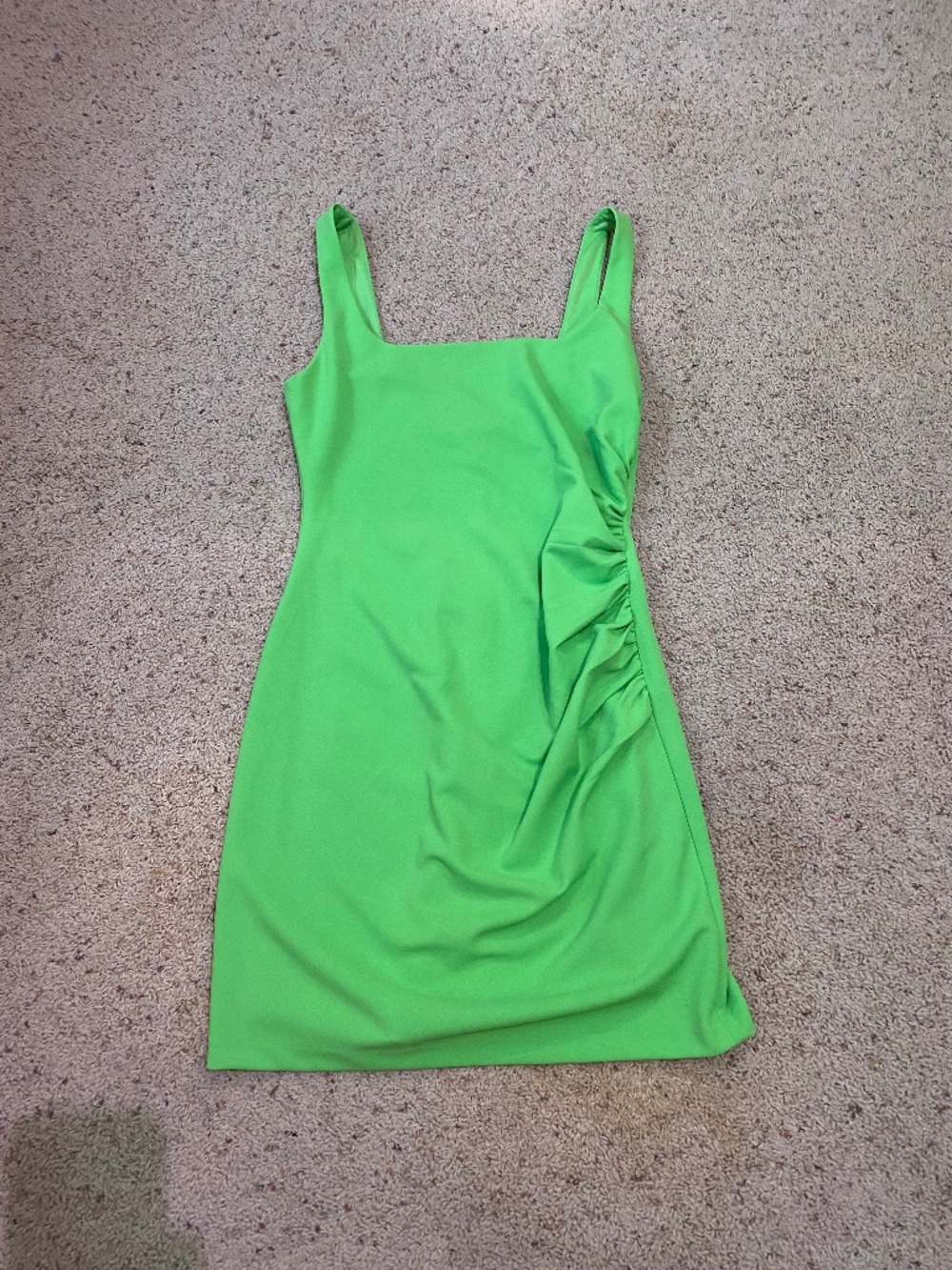 BHLDN Anthropologie Aubree Stretch Crepe Ruched Square-Neck Mini Dress Sz Medium